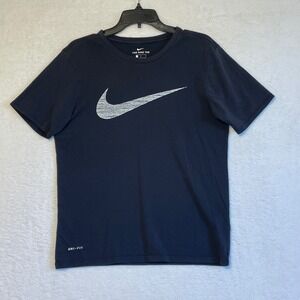Nike Dri-FIT Athletic Cut T-Shirt Mens Size Medium Black Gray Swoosh Tee
